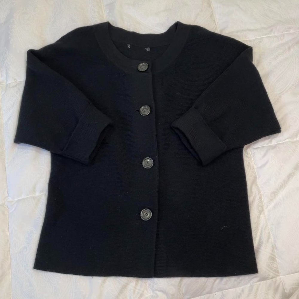 Women's Large Black Button-Down Cardigan